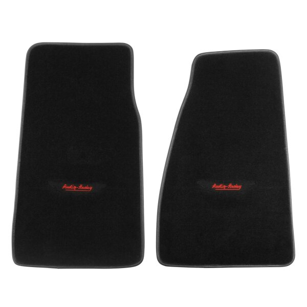 FOOTWELL MATS, EMBROIDERED, ULTRA DENSE PLUSH, BLACK, A-H LOGO