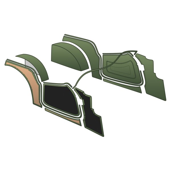 TRIM KIT, LEATHER PANEL &amp; VINYL TRIM, GREEN