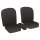 SEAT COVER SET, LEATHER, BLACK/RED PIPING, PAIR