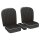 SEAT COVER SET, LEATHER, BLACK/WHITE PIPING, PAIR