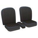 SEAT COVER SET, LEATHER, BLACK/BLUE PIPING