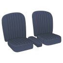 SEAT COVER SET, LEATHER, BLUE/BLUE PIPING, PAIR