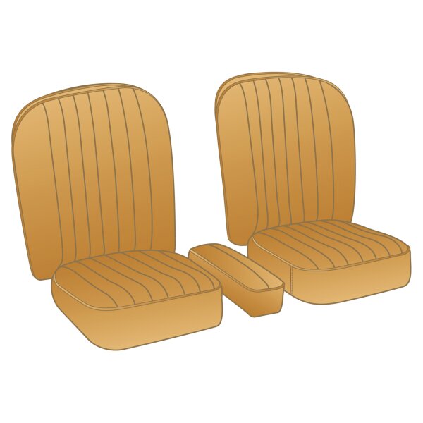 SEAT COVER SET, LEATHER, HONEY TAN/HONEY TAN PIPING, PAIR