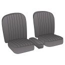 SEAT COVER SET, LEATHER, GREY/GREY PIPING, PAIR