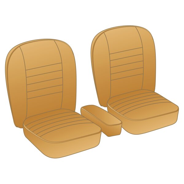 SEAT COVER SET, LEATHER, HONEY TAN/HONEY TAN PIPING, PAIR