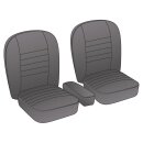 SEAT COVER SET, LEATHER, GREY/GREY PIPING, PAIR