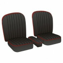 Sitze komplett, Paar, Leder schwarz/Keder rot