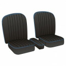 Sitze komplett, Paar, Leder schwarz/Keder blau