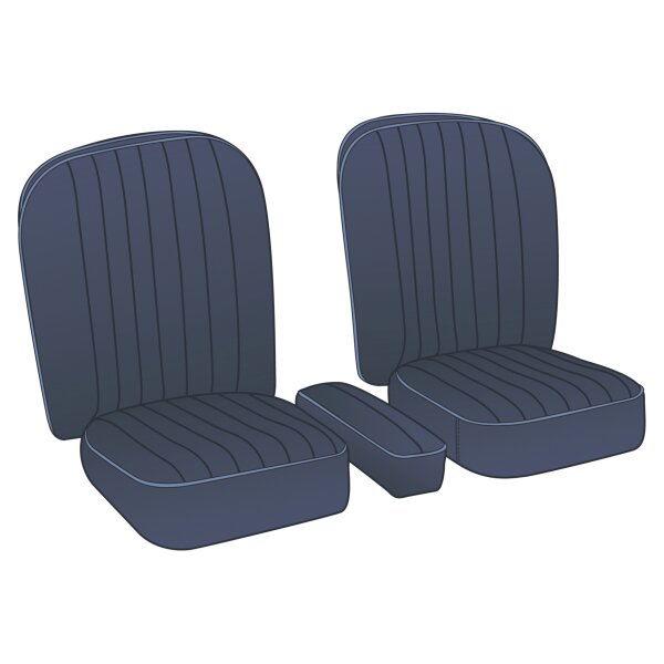 SEAT ASSEMBLY, LEATHER, BLUE/BLUE PIPING, PAIR