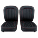 SEAT ASSEMBLY PAIR, LEATHER, BLACK/RED PIPING