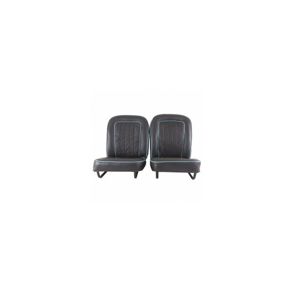 Sitze komplett, Paar, Leder schwarz/blau