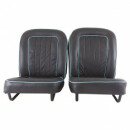 SEAT ASSEMBLY PAIR, LEATHER, BLACK/BLUE PIPING