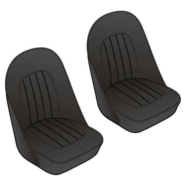 SEAT COVER SET, FRONT, VINYL, BLACK/BLACK PIPING