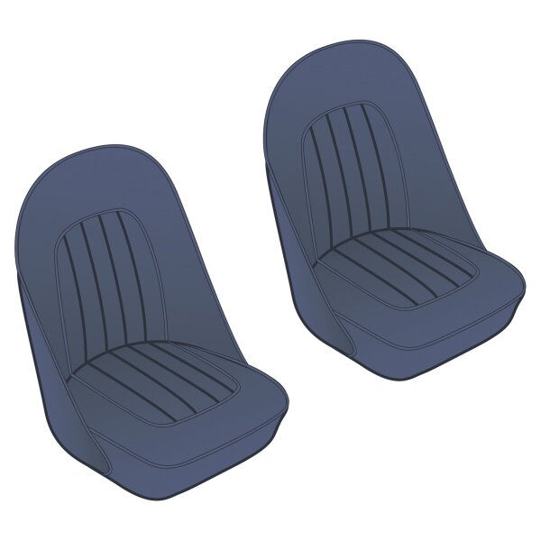 SEAT COVER SET, FRONT, VINYL, BLUE/BLUE PIPING