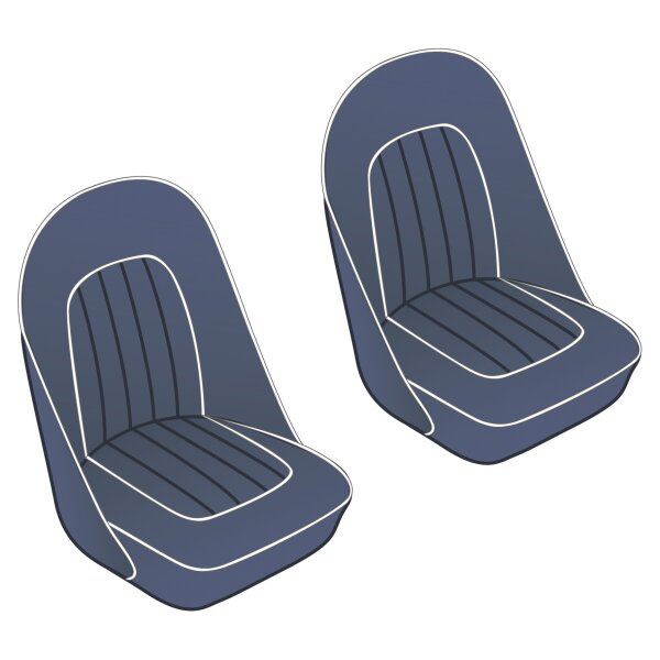 SEAT COVER SET, FRONT, VINYL, BLUE/WHITE PIPING