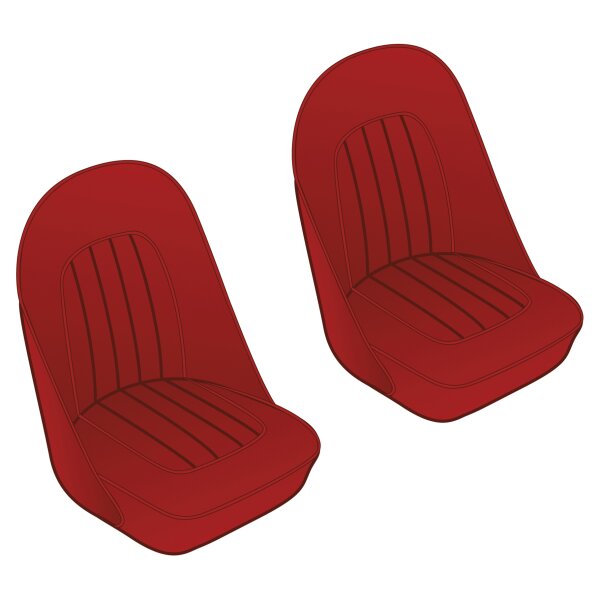 SEAT COVER SET, FRONT, LEATHER, RED/RED PIPING