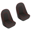 SEAT COVER SET, FRONT, VINYL, BLACK/RED PIPING