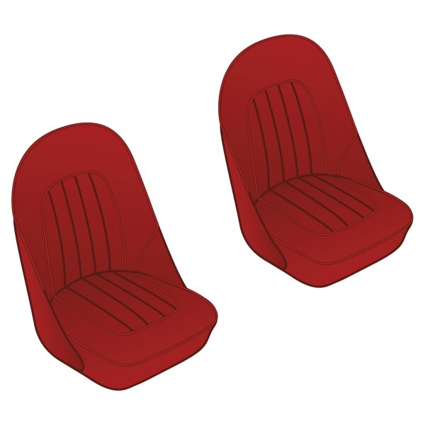 SEAT COVER SET, FRONT, VINYL, RED/RED PIPING