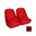 SEAT COVER SET, FRONT, VINYL, RED/BLACK PIPING