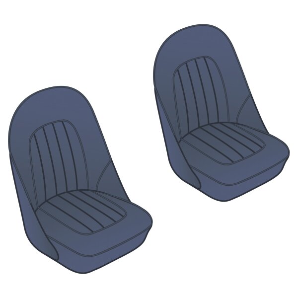 SEAT COVER SET, FRONT, VINYL, BLUE/BLUE PIPING