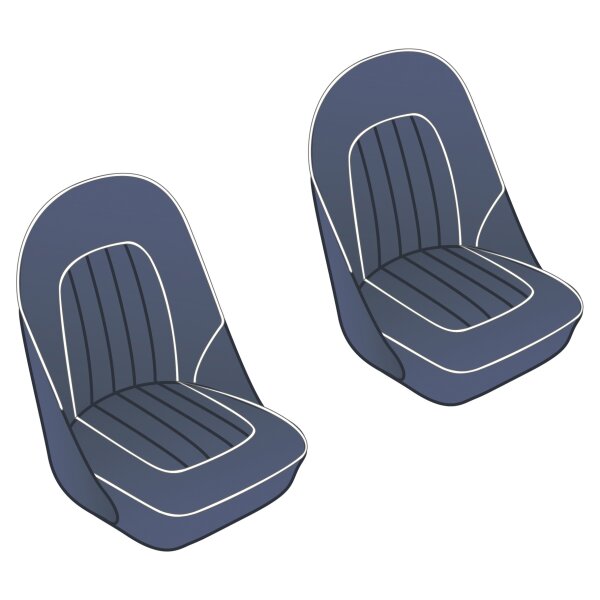 SEAT COVER SET, FRONT, VINYL, BLUE/WHITE PIPING