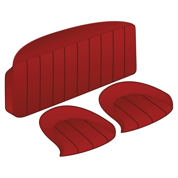 SEAT COVER SET, REAR, VINYL, RED/RED PIPING