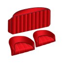 SEAT COVER SET, REAR, LEATHER, RED/BLACK PIPING