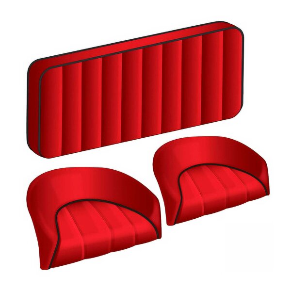 SEAT COVER SET, REAR, VINYL, RED/BLACK PIPING