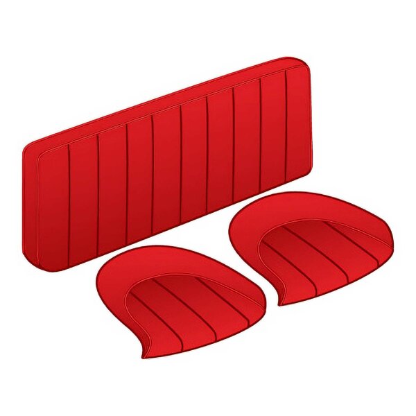 SEAT COVER SET, REAR, LEATHER, RED/RED PIPING