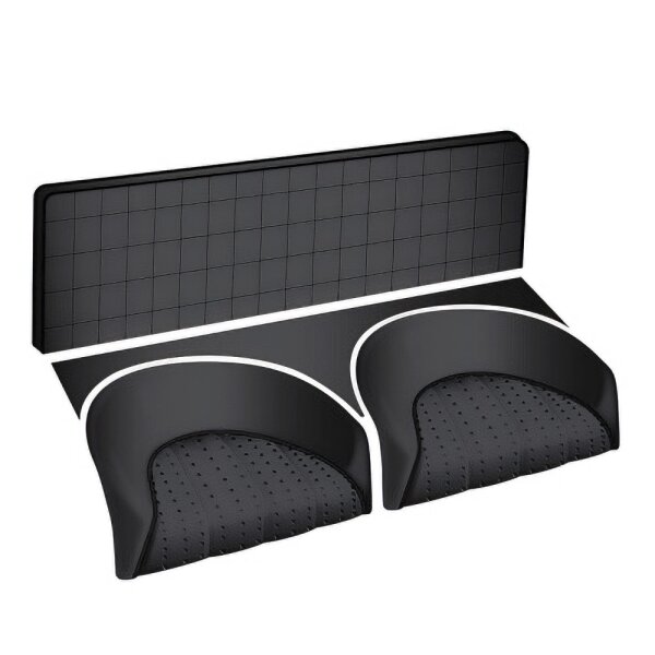 SEAT COVER SET, REAR, LEATHER, BLACK/BLACK PIPING, PAIR