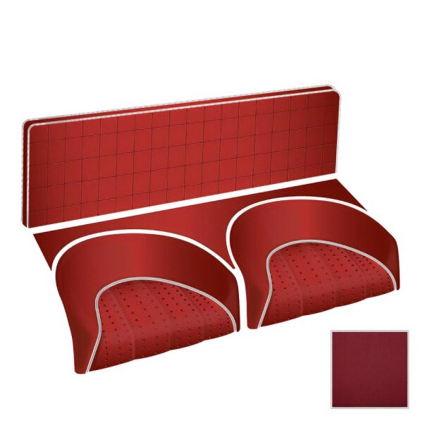 SEAT COVER SET, REAR, LEATHER, RED/RED PIPING