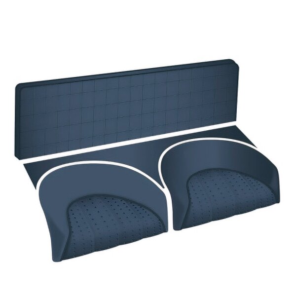 SEAT COVER SET, REAR, LEATHER, A-H BLUE/A-H BLUE PIPING, PAIR