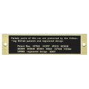 PATENT NUMBER PLATE BRASS