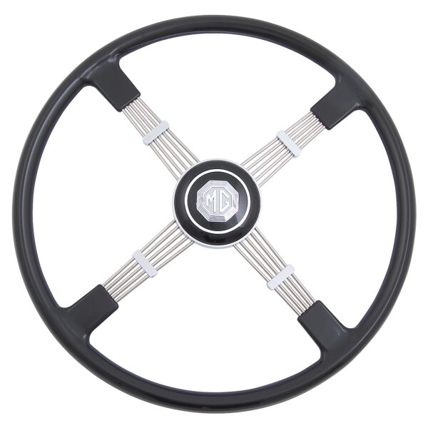 STEERING WHEEL BROOKLANDS &amp; BOSS KIT, 4 SPOKE, 17&quot;, BLACK