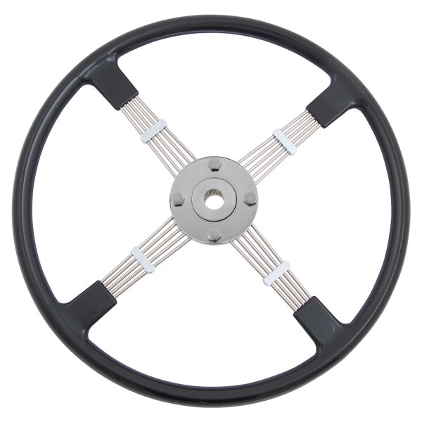 STEERING WHEEL BROOKLANDS, 4 SPOKE, 17&quot;, BLACK