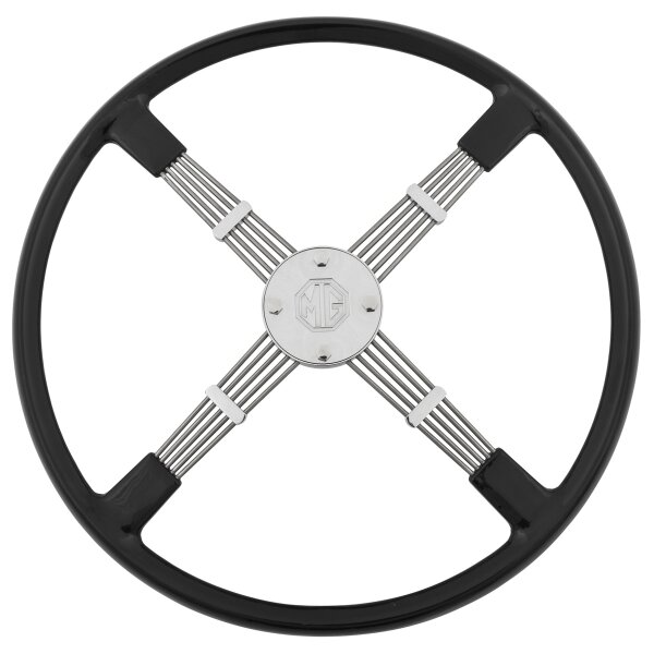 STEERING WHEEL BROOKLANDS &amp; BOSS KIT, 17&quot;, 4 SPOKES, BLACK