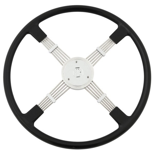 STEERING WHEEL BROOKLANDS &amp; BOSS KIT, 17&quot;, 4 SPOKES, BLACK