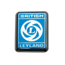 BRITISH LEYLAND BADGE, SILVER ON BLUE, SILKSCREENED