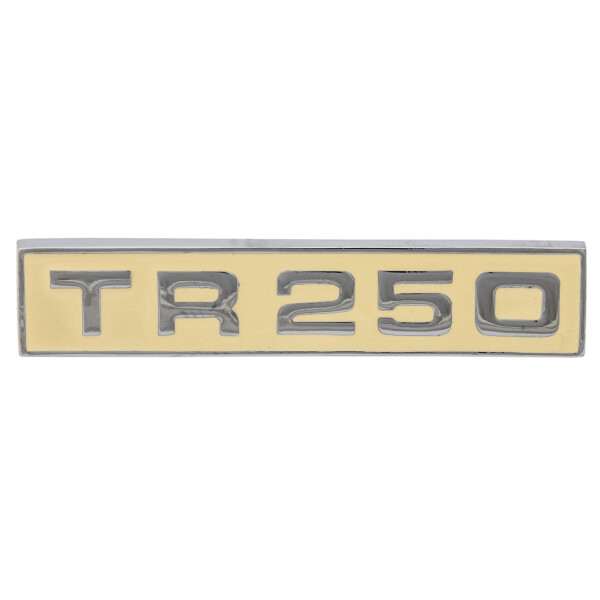 &quot;TR 250&quot;-Emblem beige/Chrom, hinten