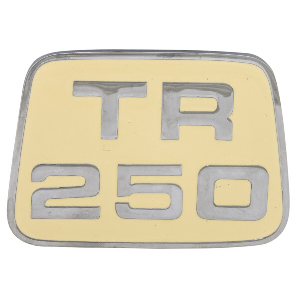 &quot;TR 250&quot;-Emblem beige/Chrom, Motorhaube