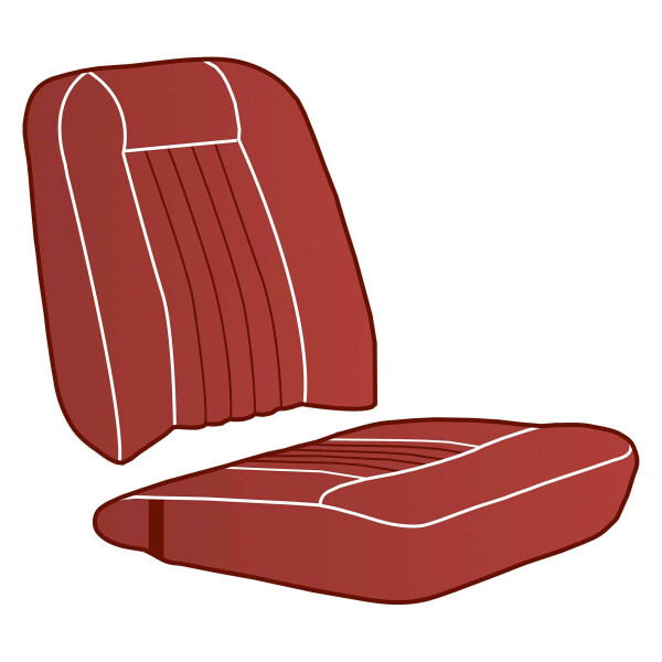 SEAT COVER SET, VINYL, RED/WHITE PIPING, PAIR