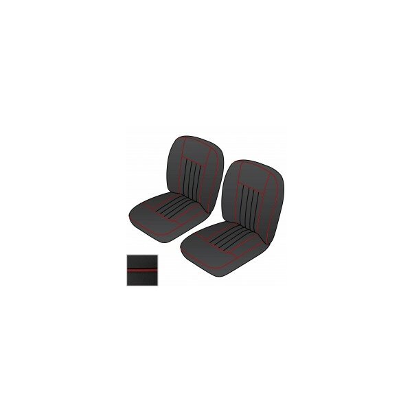 SEAT COVER KIT FRONT MGB62-68 BK/RD VINYL PR