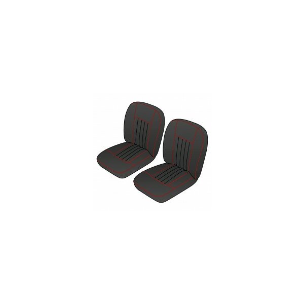 SEAT COVER KIT FRONT MGB62-68 BK/RD LEATHER PAIR