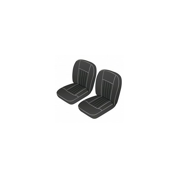 SEAT COVER KIT FRONT MGB62-68 BK/WT LEATHER PAIR