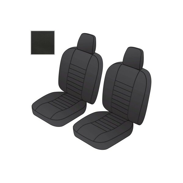 SEAT COVER KIT FRONT MGB69 BK/BLK LEATHER PAIR