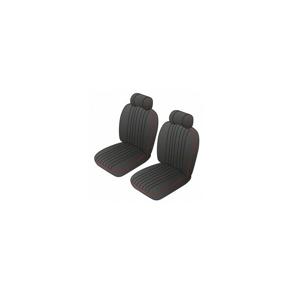 SEAT COVER KIT FRONT MGB70-76 BK/RD CUST LEATHER