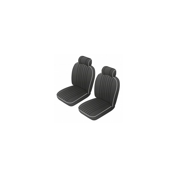 SEAT COVER KIT FRONT MGB70-76 BK/WT CUST LEATHER