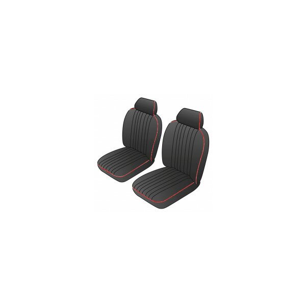 SEAT COVER KIT FRONT MGB77-80 BK/RD CUST LEATHER