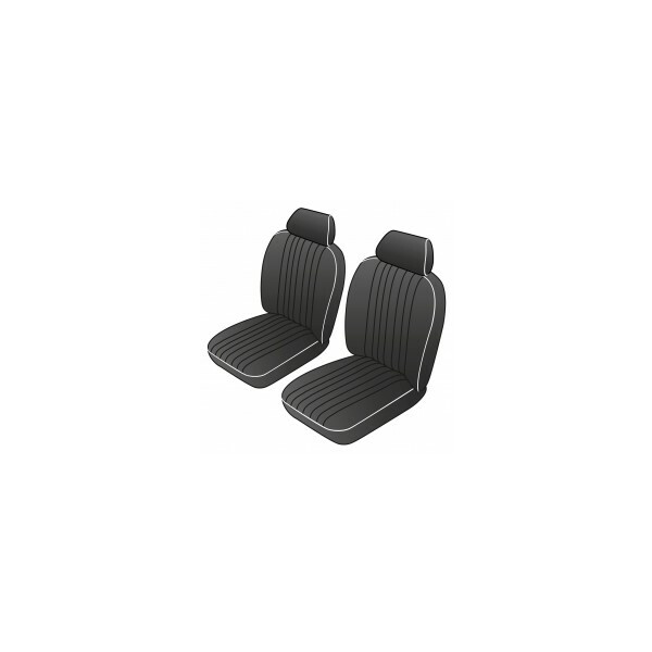 SEAT COVER KIT FRONT MGB77-80 BK/WT CUST LEATHER