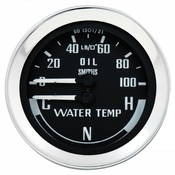 Doppel-Instrument Oeldruck/Wassertemperatur, Anzeige Wasser &quot;C - N - H&quot;